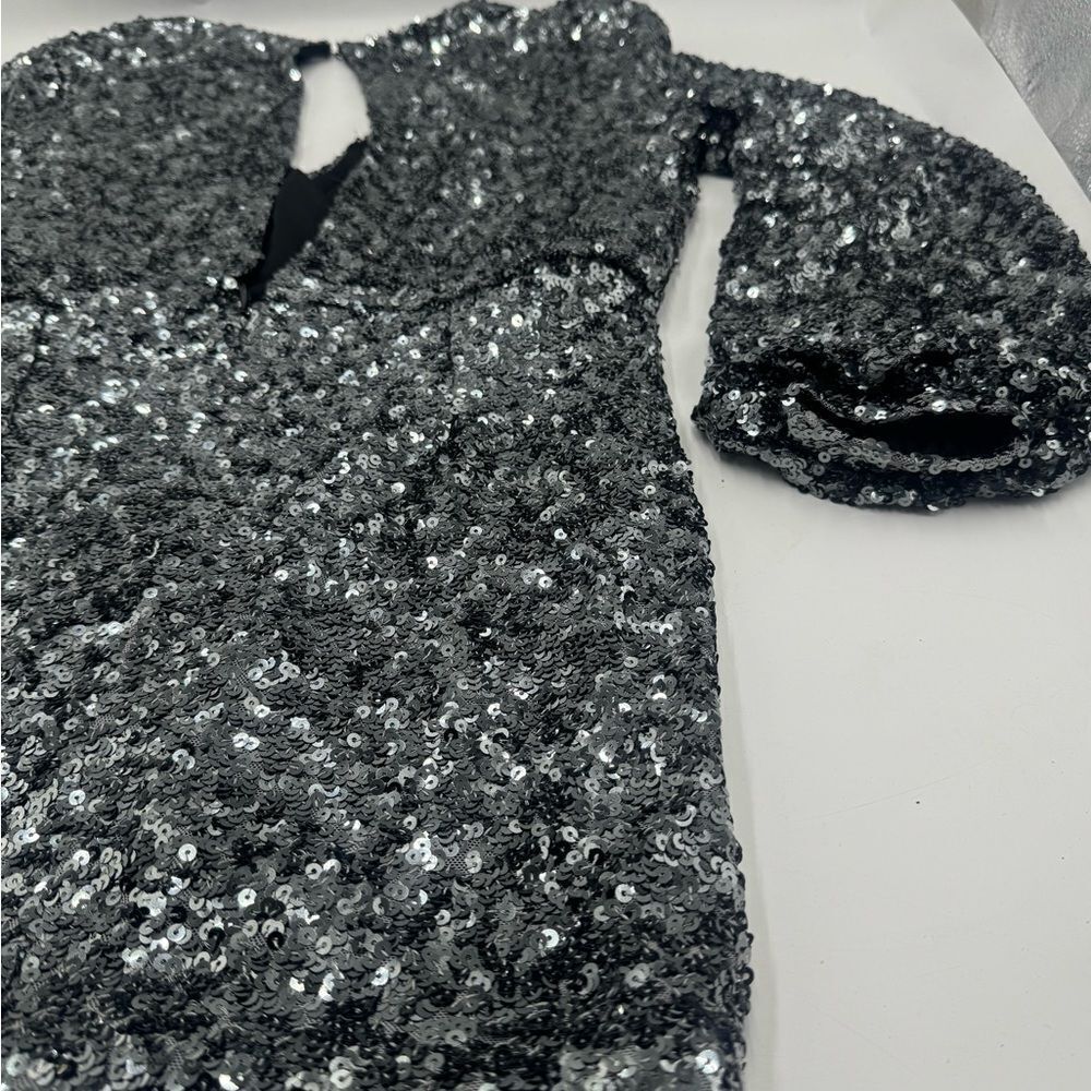 NWT O.P.T. Silver Gunmetal Sequins Bodycon Rumi Mini Dress Size US Smalll - Picture 12 of 16